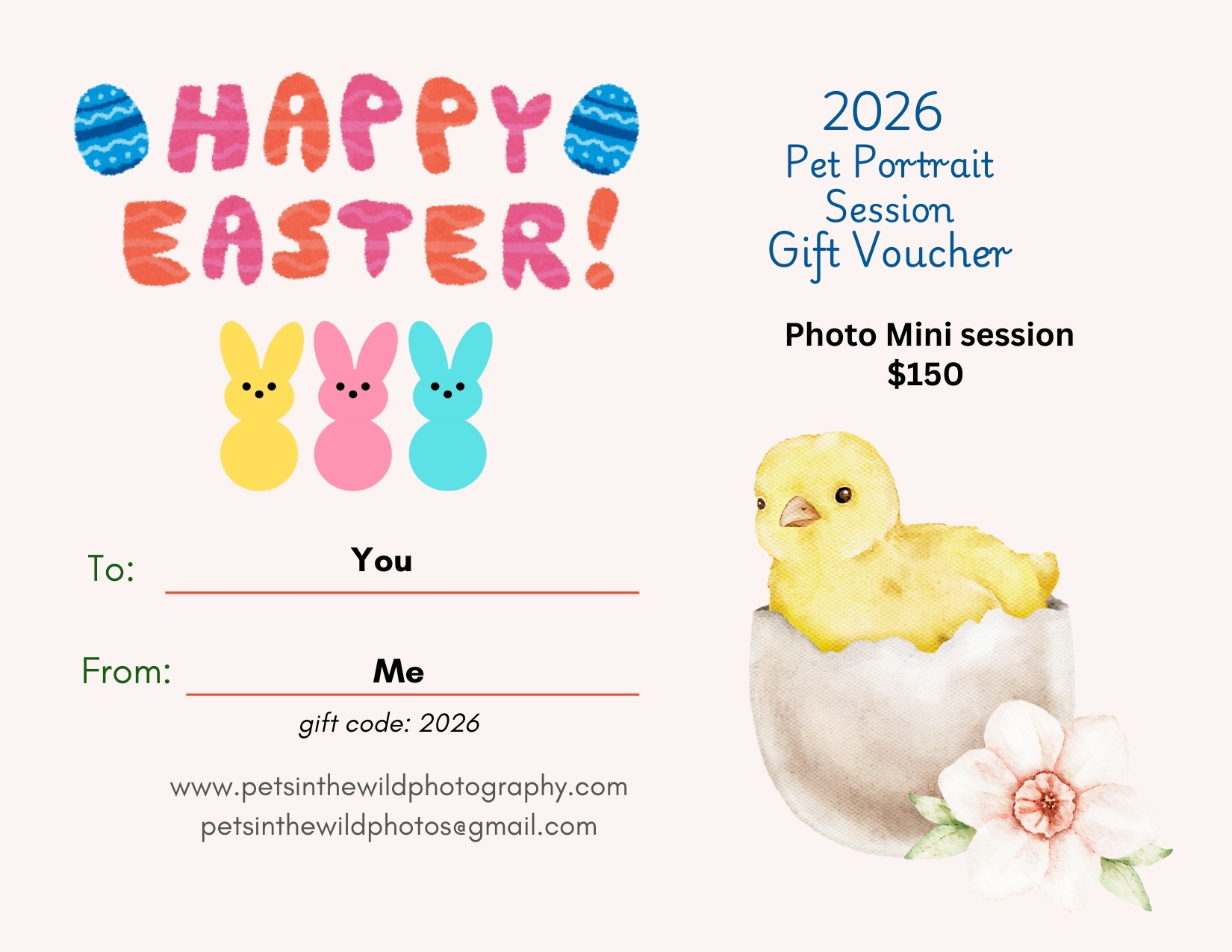 Pets in the Wild Photography - Pittsburgh Pet Photographer - Pet Portrait Gift Certificate - - Easter $150